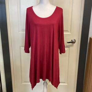 SHOWMALL Women’s Tunic Top NWT size 2X 18-20 3/4 sleeve Burgundy